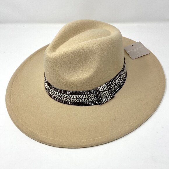 Cream Wide Brim Rancher Style Hat - Picture 3 of 10